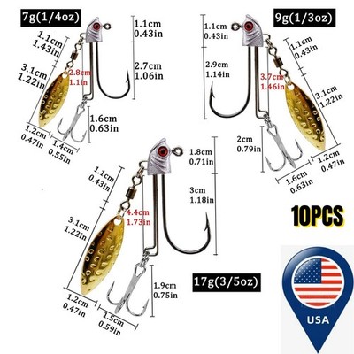 5X Fish Head Spin Underspin Jig Bladed Swimbait Jig Head Lead Head Fishing Lure