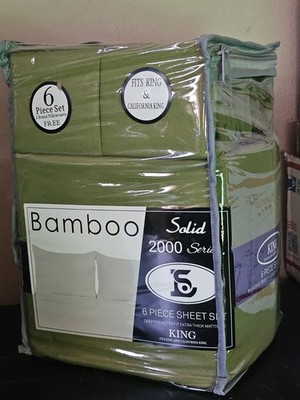 Aloe Vera Bamboo 2000 King 6pc Caramel Dark Green Deep Pocket Sheet
