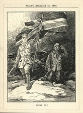 Rare WW1 British Cartoon - GREAT BRITAIN PATRIOTISM ILLUSTRATION - "Carry On!"