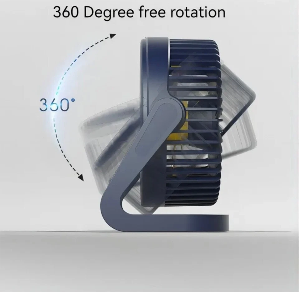 ventilatore da tavolo nero con alimentazione USB portatile - Immagine 4 di 4