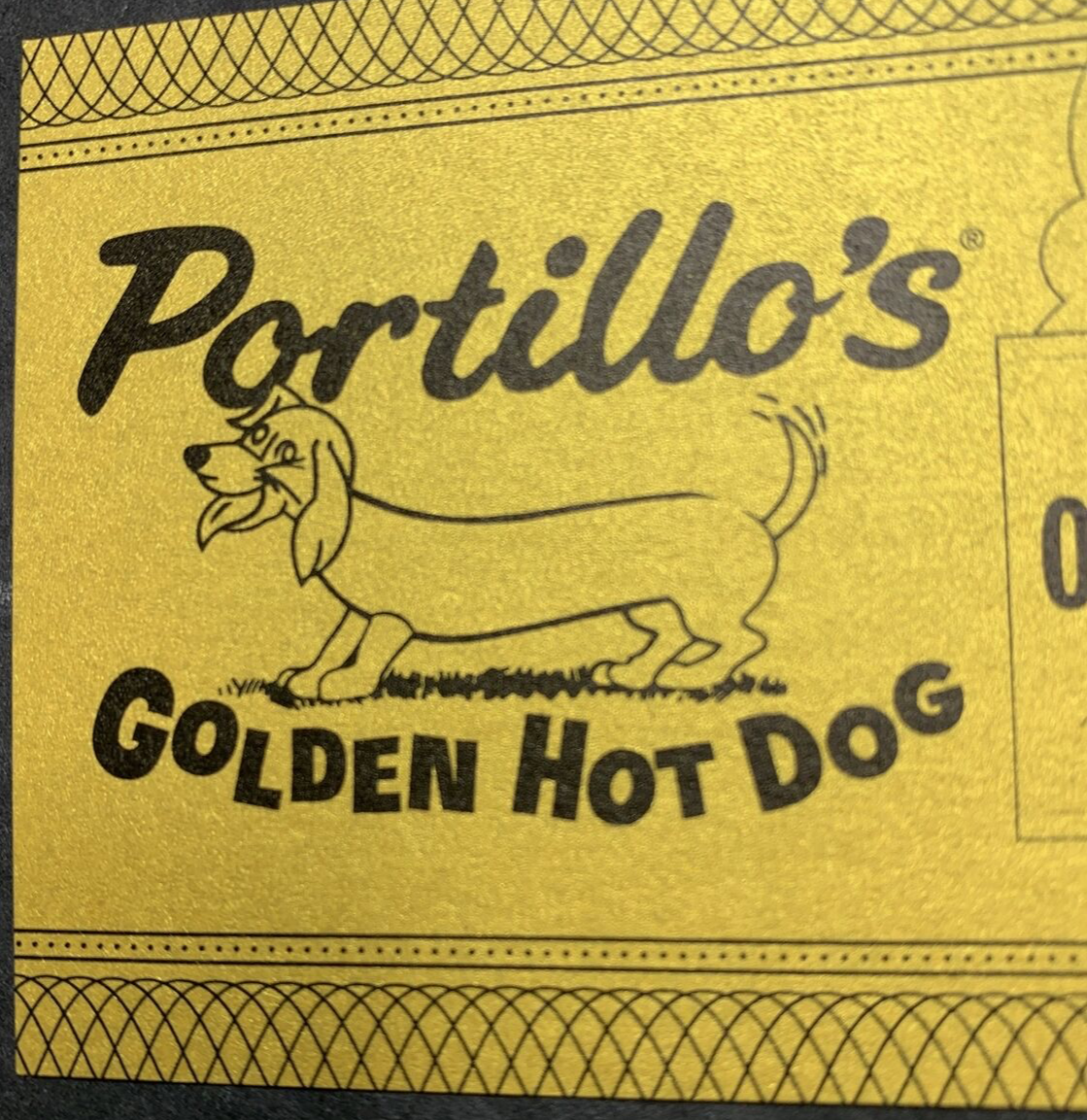 Portillo's Restaurant Hot Dog Coupon Dachshund Weiner Dog Logo