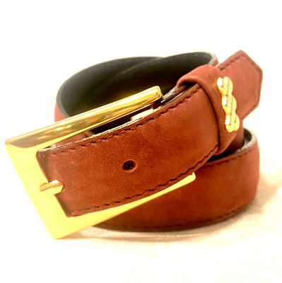 Peter Hahn Skinny Belt Nubuck Leather Suede 95cm 41 x 1'' Italy Brown VINTAGE!