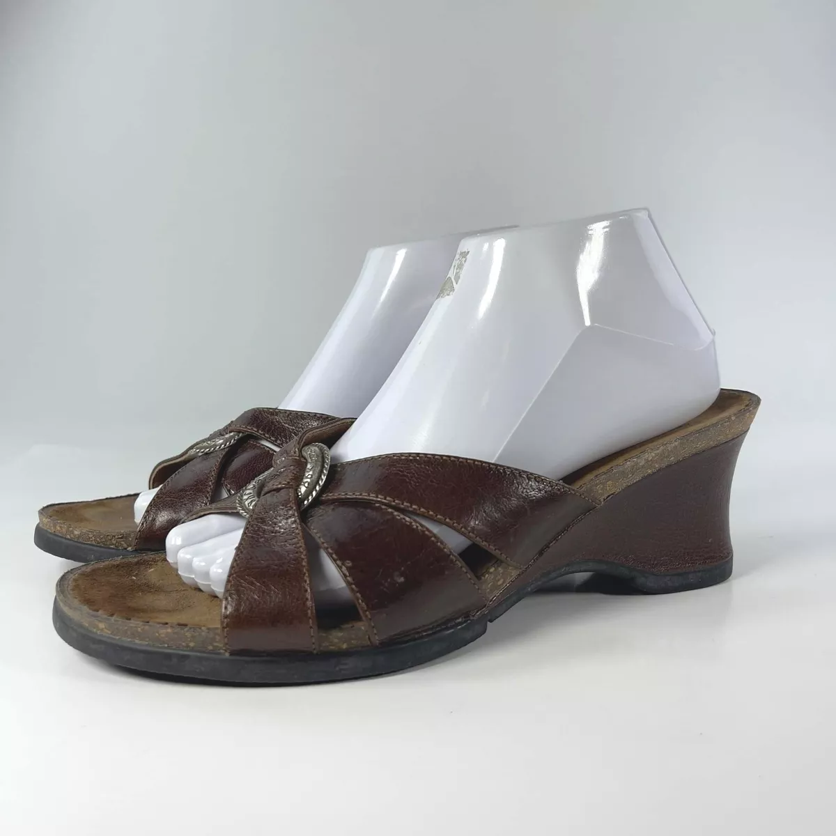 Ariat Women s Ember Wedge US 9 Slide Brown Leather Open Toe Comfy Mule sandals