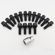 M12x1,5, 26mm Radschrauben (schwarz) x 12 + Schlösser für BMW 7er E23, E32, E38