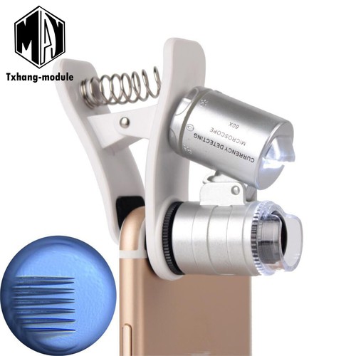 Tragbares 60/100X Mikroskop Juwel Vergrößerungslupe LED Telefon Klemme A2TM - Bild 8 von 15