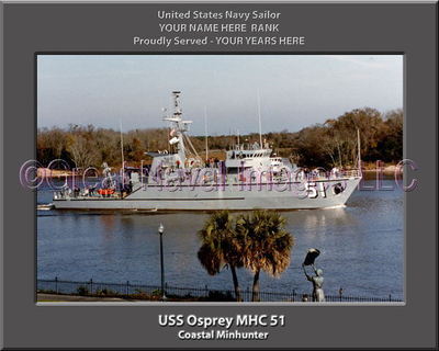 USS Osprey MHC 51 Personalized Canvas Ship Photo Print Navy Veteran Gift