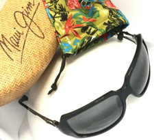MAUI JIM BAMBOO SUNGLASSES Rare Black Frames / Grey Polarized Lenses MJ 104-17