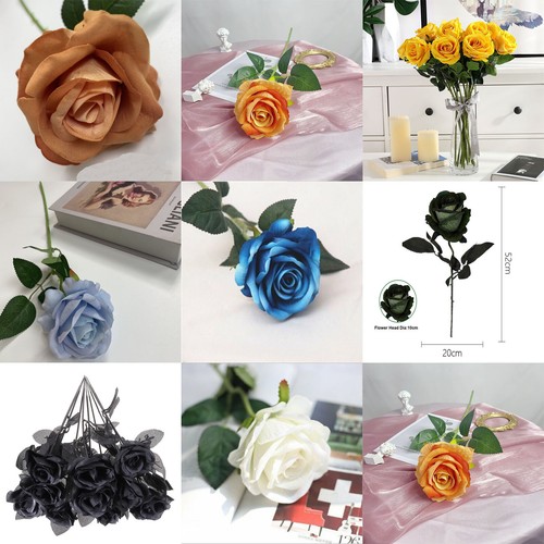 20x Long Stem Artificial Rose Flowers Velvet Bunch Wedding Home Bouquet Decor AU - Picture 3 of 35