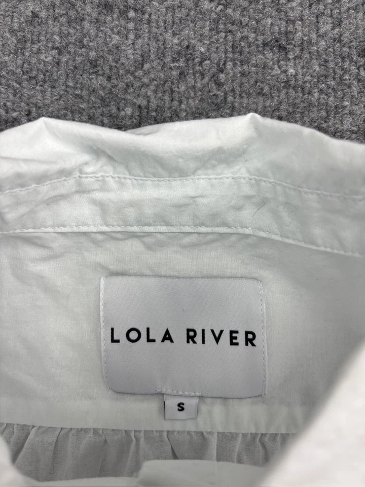 Camisa Lola River Para Mujer S Blanca Manga Larga Botón Torcido Frontal Cuello Blusa Foto 2 de 4