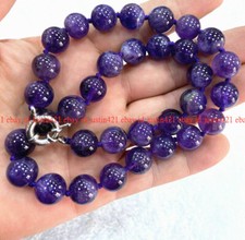 Genuine 10mm Natural Purple Amethyst Gemstone Round Bead Necklace 14-36" AAA