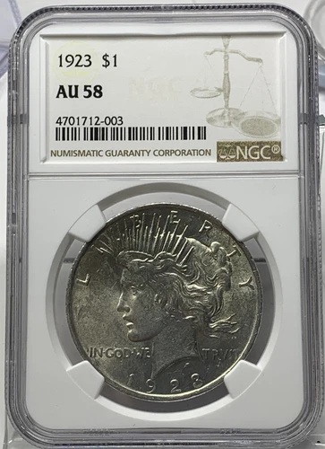 1923 Peace Dollar, NGC AU-58