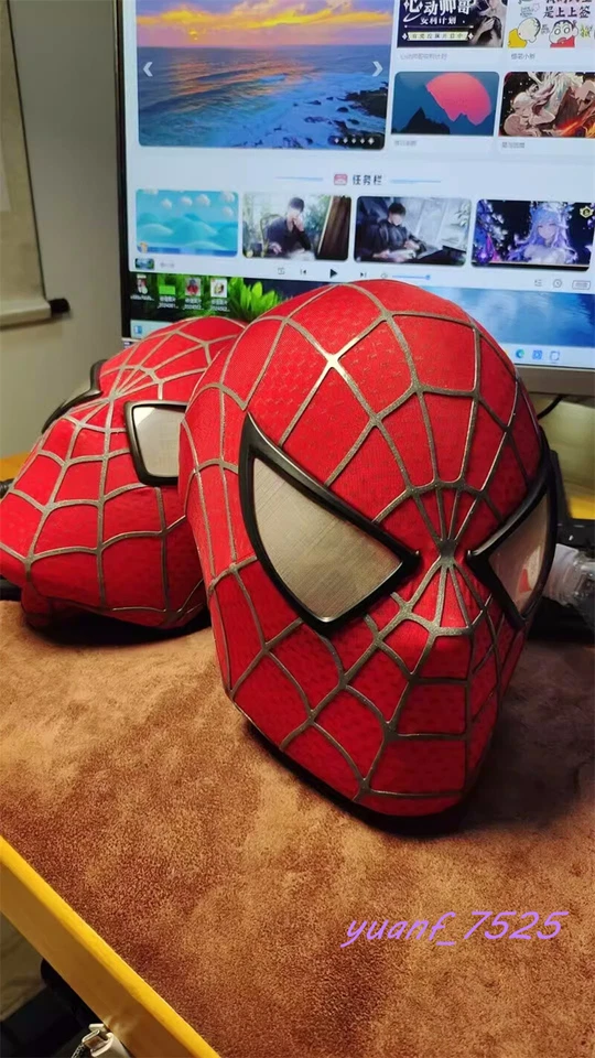 Original Spider-Man Tobey Cosplay Red Hood Mask Helmet Movie 1:1 Handmade Gift - Image 3 of 4