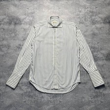 Aquascutum Striped White Shirt Men's Size 15 1/2" Long Sleeve Button Up