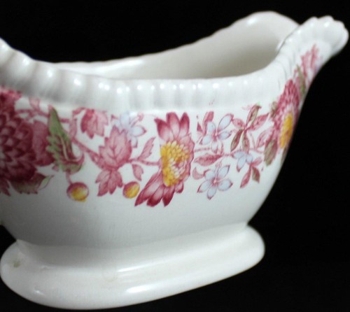 Spode Aster Red Gadroon Gravy Boat No Underplate 2/8130 - Picture 3 of 10