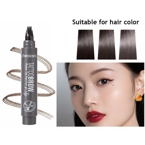 Waterproof Tattoo Eyebrow InkPen Long Lasting Eye Brow Pencil Fork Natural Girl/ - Picture 9 of 16