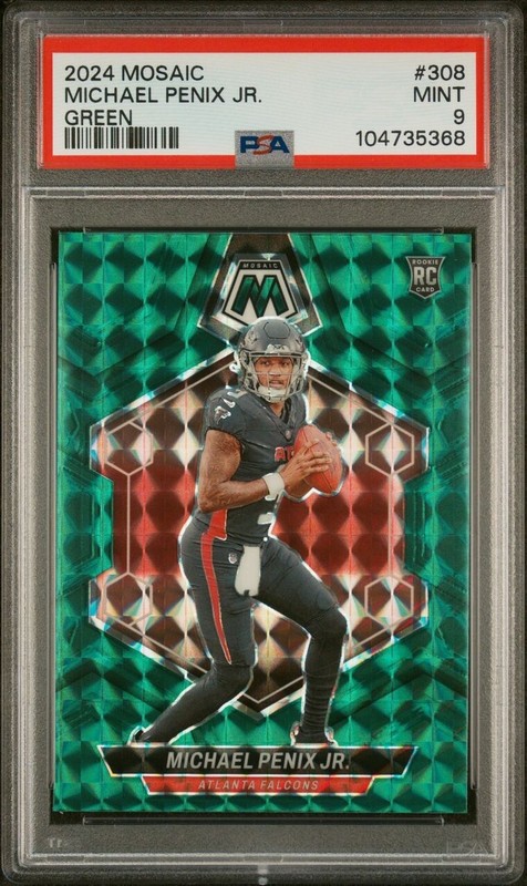 2024 PANINI MOSAIC 308 MICHAEL PENIX JR. RC GREEN PSA 9