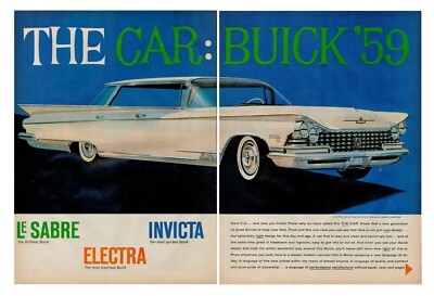1958 Car Auto Buick Electra 50s Vintage Print Ad Invicta LeSabre Automobile 