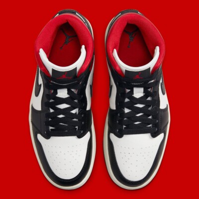 Size 8 - Air Jordan 1 Mid Black Sail Gym Red W for sale online | eBay