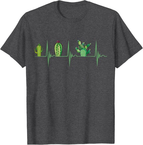 Cactus Heartbeat EKG Pulse Cacti Lover Succulent Gardening T-Shirt Hoodie - Picture 12 of 19