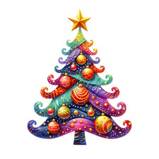 Festive Christmas Tree Wall Decal Sticker 18X18cm Large