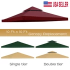 10'x10' Waterproof Gazebo 1 2Tier Top Replacement Canopy UV Sunshade Patio Cover