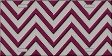 Maroon Grey Chevron Metal Novelty License Plate Tag Lp5029