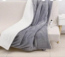Heated Blanket/ Grey Heated Throw Blanket/Twin or Full Size/Temperature Control