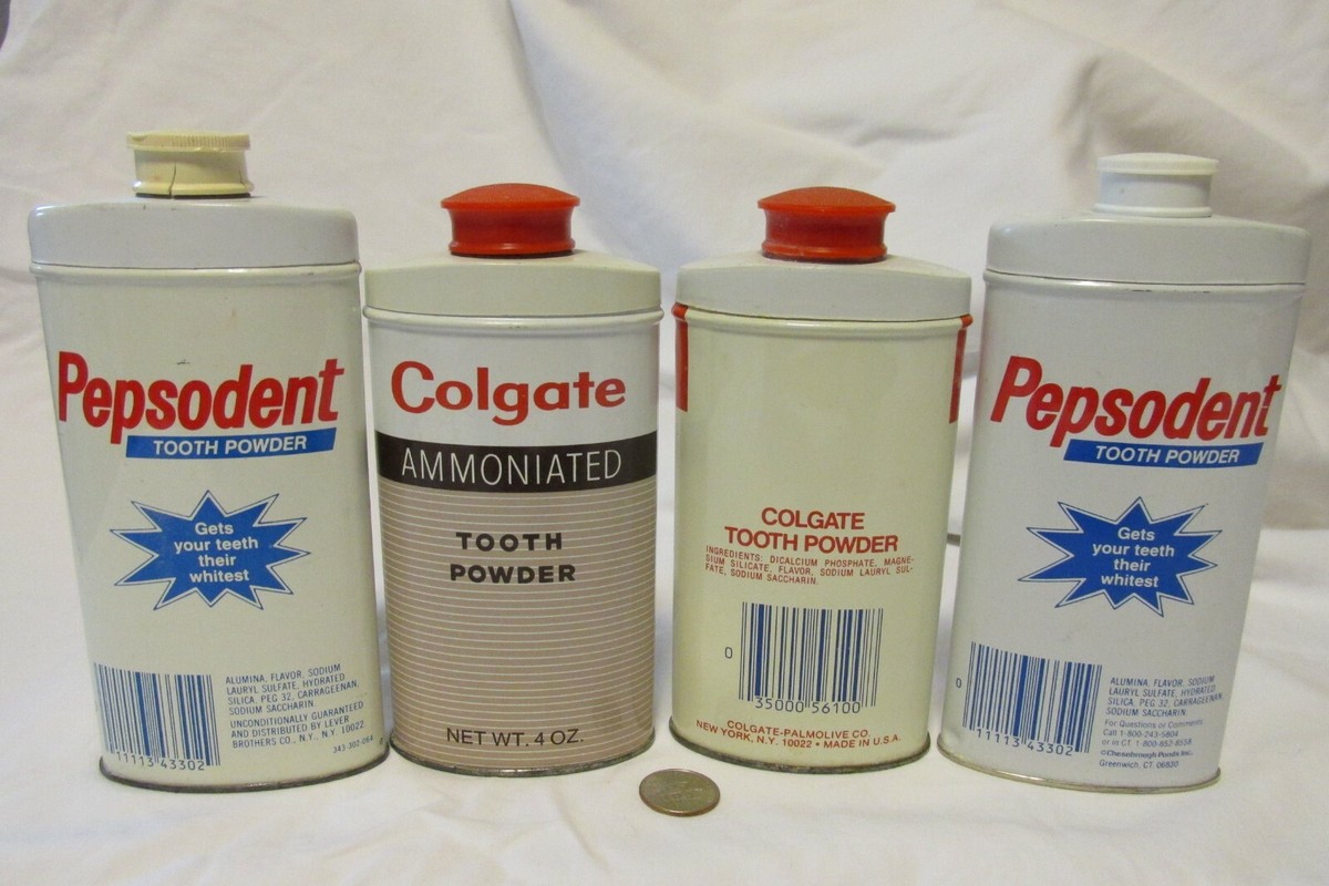Vintage Pepsodent Colgate Tooth Powder Tins Lot of 4 tins, 3