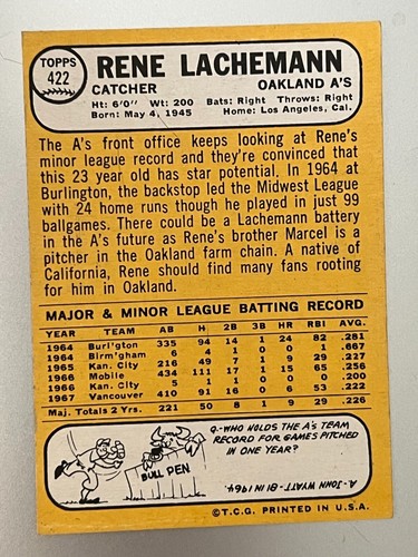1968 Topps Baseball Singles - 1-457 -- Pick Your Card - Complete Your Set - Picture 439 of 501