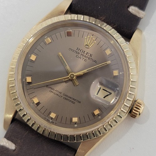 Mens Rolex Oyster Perpetual Date Ref 1503 35mm 14k Gold 1970s Automatic RJC120B