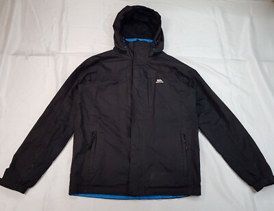 TRESPASS TP75 GRÖSSE XXS-S HERREN SCHWARZ WASSERDICHT JACKE LEICHTER REGENMANTEL KAPUZE
