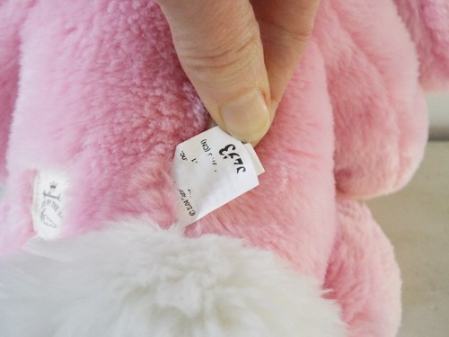 RARE Bunnies by the Bay Dark Bright Pink Bunny Rabbit Plush Gingham Ribbon Bow - Picture 7 of 9