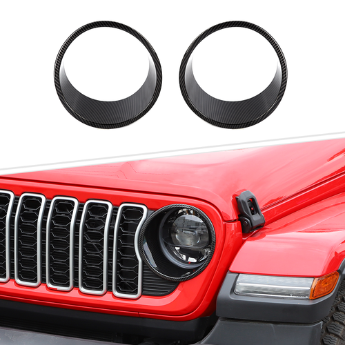 2x Biseles protectores de cubierta de faros exteriores para Jeep Wrangler JL 2024+ fibra de carbono - Imagen 3 de 11