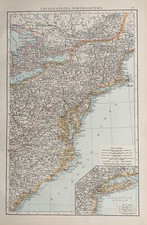 1896 Northeast United States Original Antique Map 125 Years Old