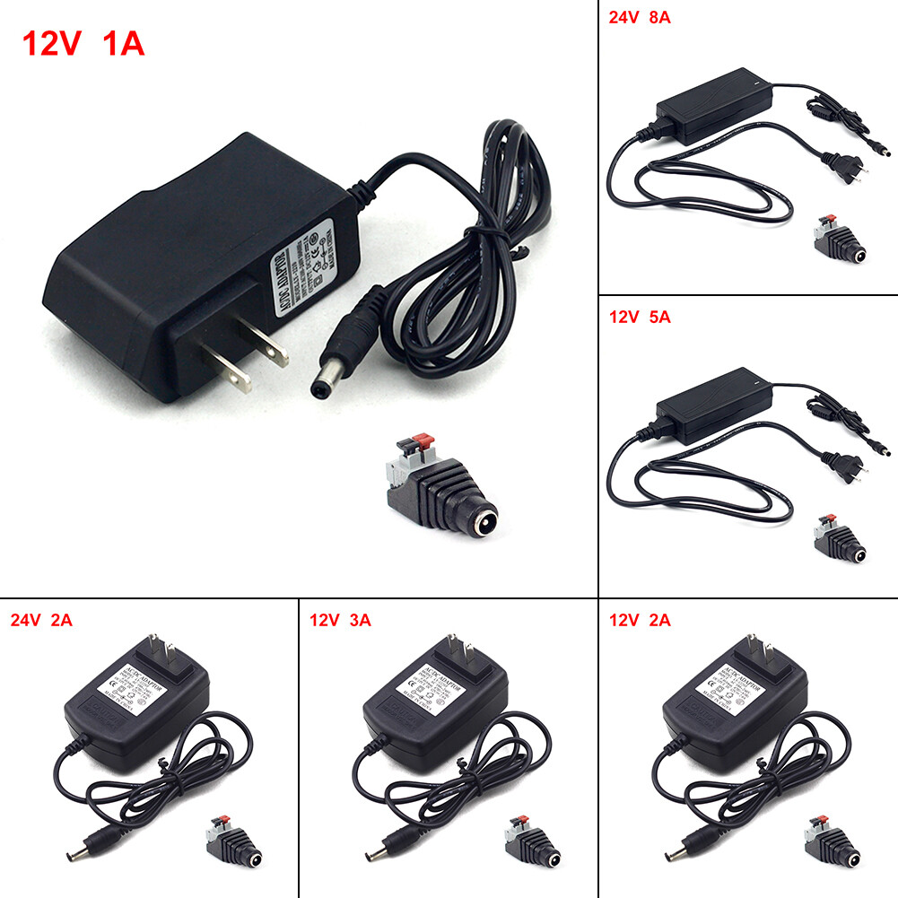 AC/DC 12V 1/2/3/5/8A Power Supply Adapter US Plug For 5050/3528 LED Strip  Light | eBay