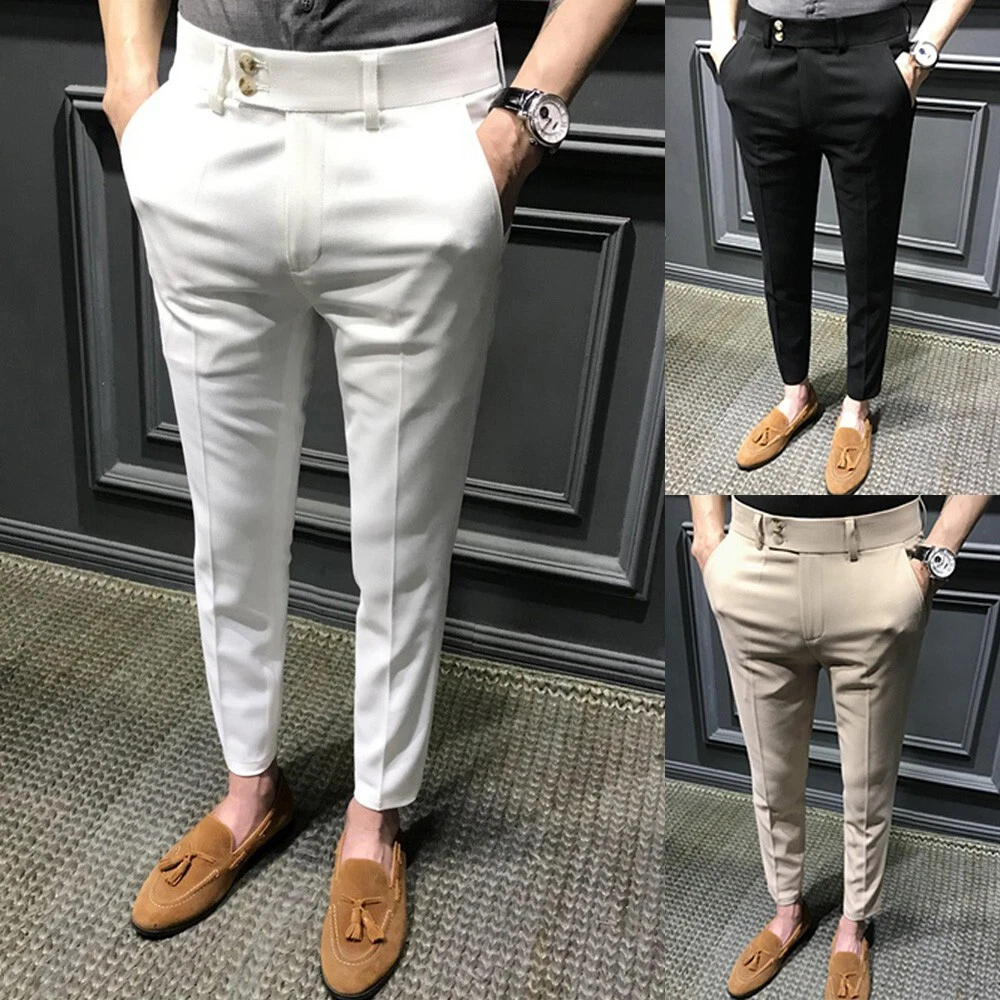 2022 Brand New Pants Male Loose Stretch Suit Pants Autumn Business Button |  eBay
