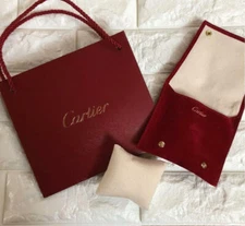 Cartier Velour Watch Case Shopper Bag Set Deep Red Luxury Jewelry Used