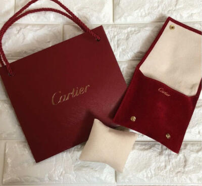 Cartier Velour Watch Case Shopper Bag Set Deep Red Luxury Jewelry
