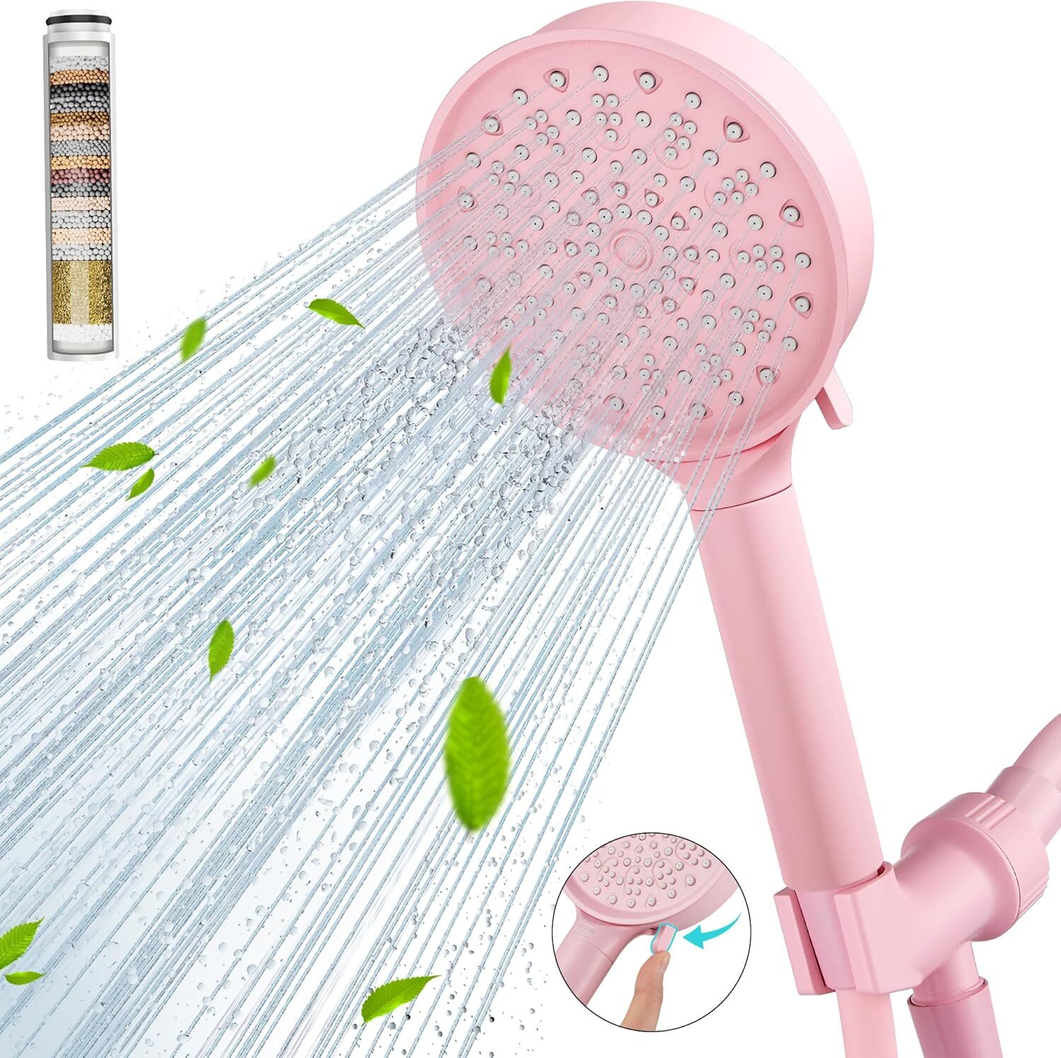 Filtered Shower Head with Handheld, High Pressure 6 Spray Mode Showerhead