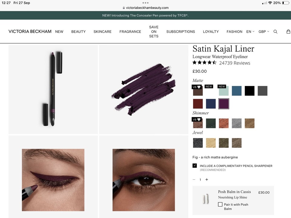 Victoria Beckham, Satin Kajal Eyeliner BNIB, shade Fig eBay