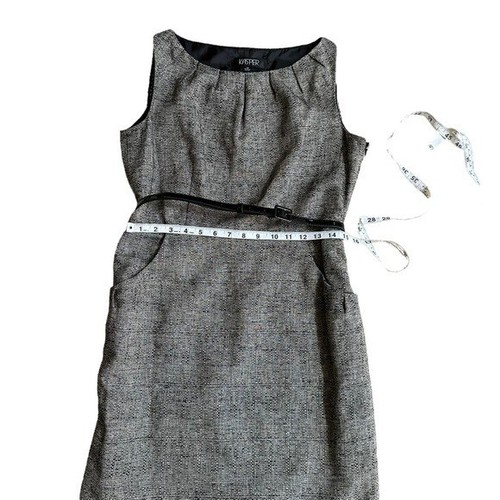 Kasper Dress Women's Sz. 10 Sleeveless Linen Blend Sleeve Sheath with Belt - 第 10/15 張圖片