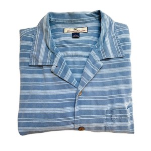 Tommy Bahama Azul a Rayas Camisa hawaiana de hombre talla grande 100% Seda  Manga Corta | eBay