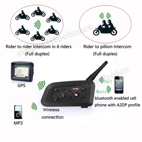 2x 1200M Bluetooth Motorcycle Intercom 6 Riders Communication BT Helmet Headset - Picture 5 of 14