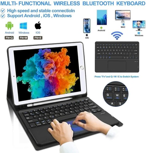For iPad 10th 9th 8th 7th 6/5th Gen Air 3/2/1 Smart Case With Touchpad Keyboard - Picture 3 of 44