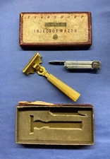 VINTAGE SCHICK EVERSHARP INJECTOR RAZOR TYPE "G" WITH BLADES AND BOX VERY CLEAN!