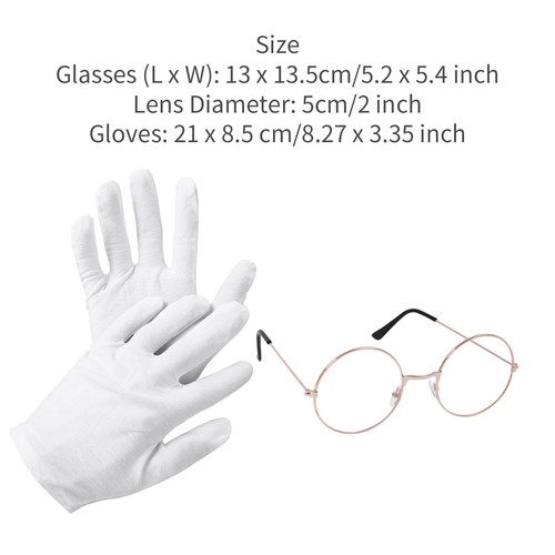 Traje de Santa Claus Claus Gafas con borde de alambre redondo + guantes blancos disfraces de crisma - Imagen 3 de 13