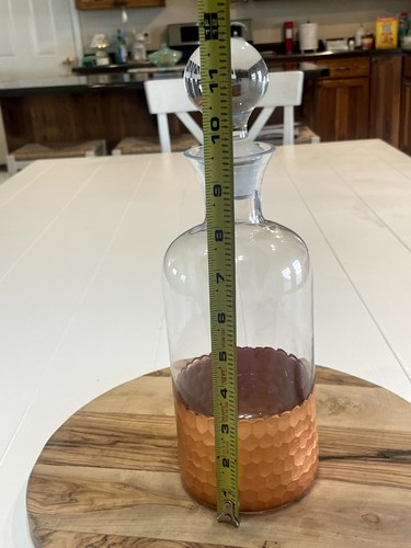 Decanter per bevande Fitz & Floyd design a nido d'ape fondo rame vetro trasparente, usato in ottime condizioni - Foto 2 di 9
