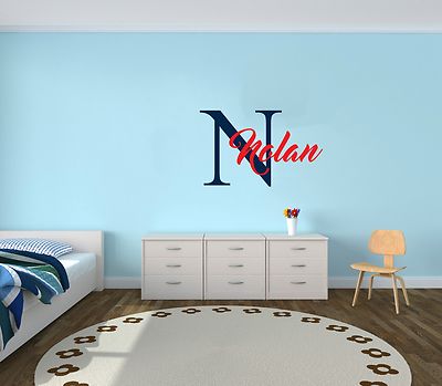 Custom Name & Initial Vinyl Wall Decal Nursery -Kid's Room Decor W 18 ...