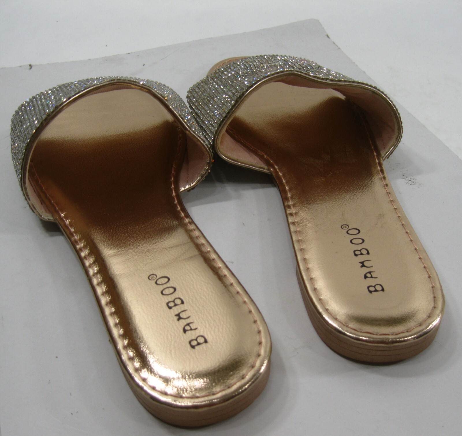 PANTOFOLA D’ORO Ciabatta slip on bambù oro STRASS ORO PUNTA APERTA sandali misura 6 5