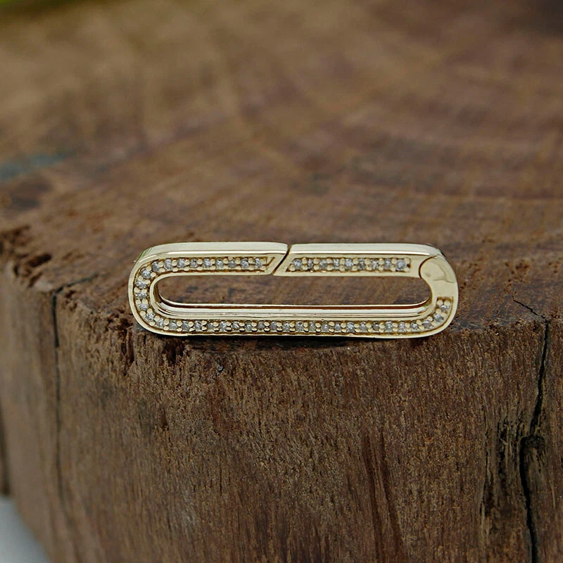 Cierre de resorte de clip para hacer joyas cerradura de moissanita de oro amarillo macizo de 14K Foto 2 de 4